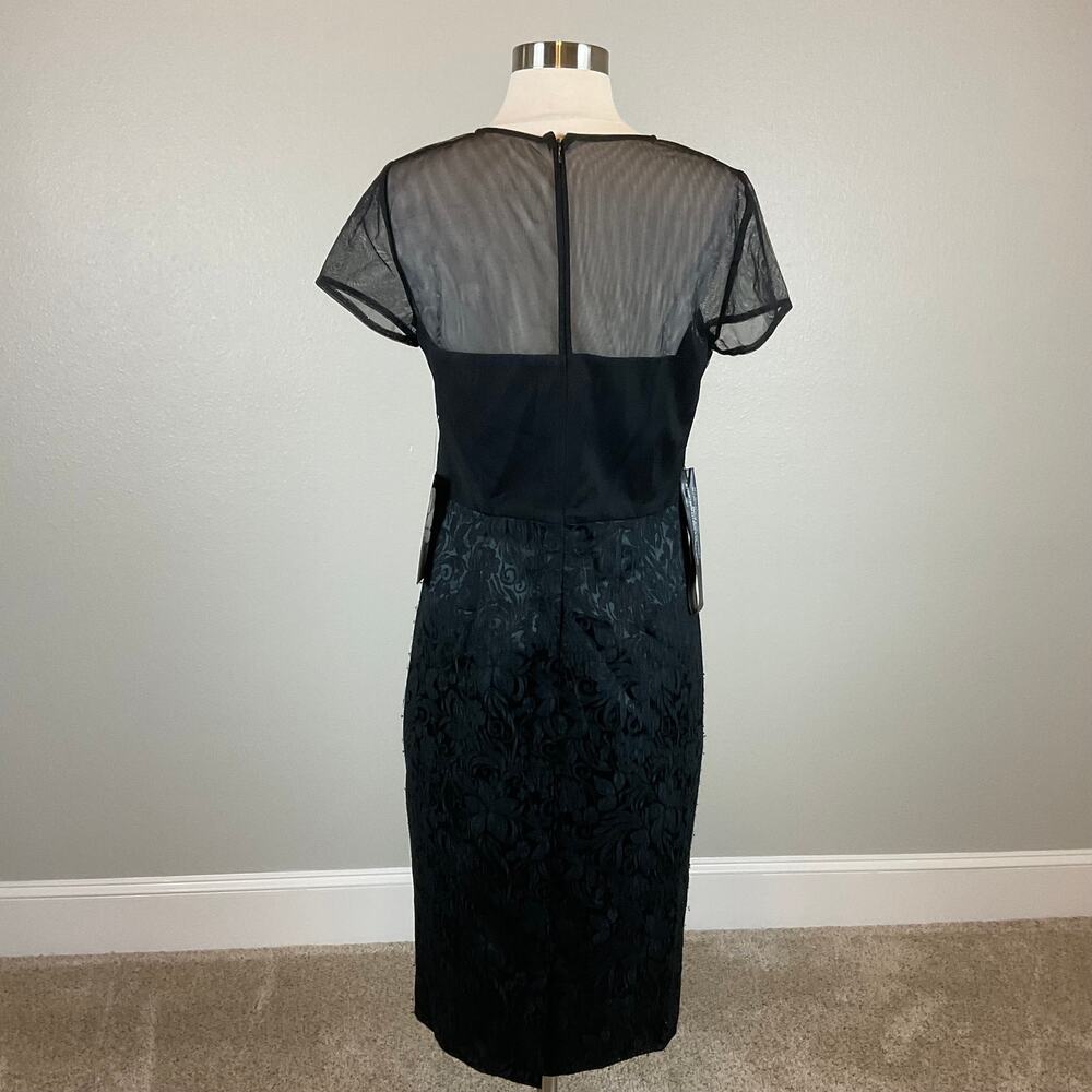 JS Collections Embroidered Lace Midi Sheath Cocktail Dress Black Size 18 - Picture 3 of 11